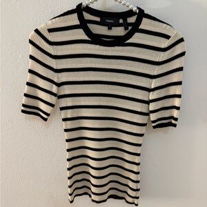 Theory cream top, black stripes Merino Wool